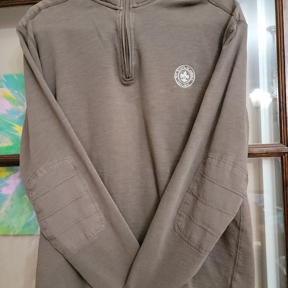 BOY SCOUTS OF AMERICA Brown 1/4 Zip Pullover French Terry Sweatshirt Sz Sm adult - Picture 7 of 8